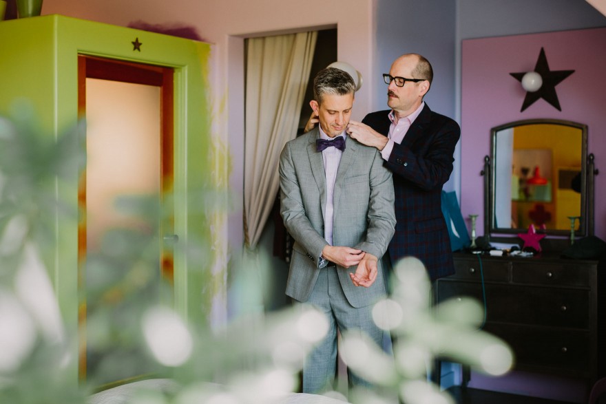 Colorful Poolside Garden Wedding – Photo by Let's Frolic Together