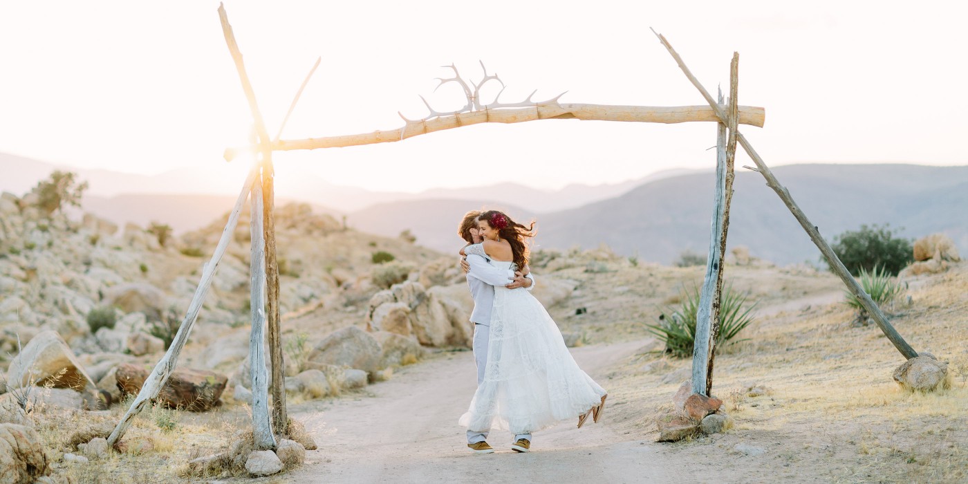 Just married at Le Haute Desert Aerie