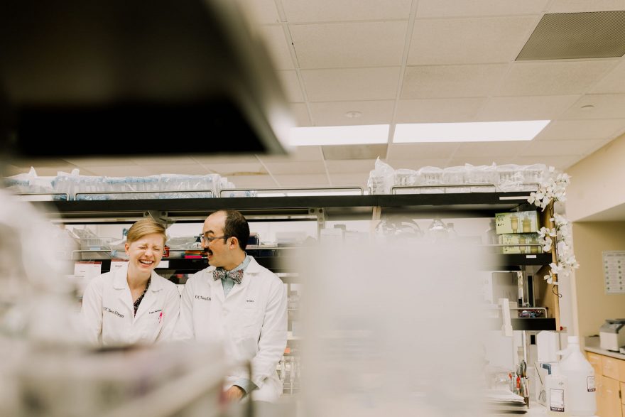 Science and Retriever Snuggles &ndash; Photo by Let's Frolic Together