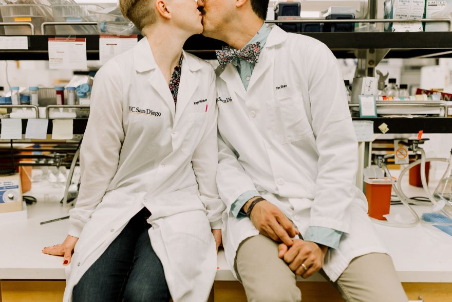 Science and Retriever Snuggles &ndash; Photo by Let's Frolic Together