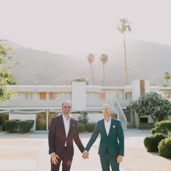 Fun Poolside Gay Desert Wedding &ndash; Photo by Let's Frolic Together